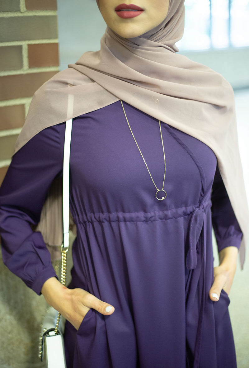 Purple Waist Belt Abaya