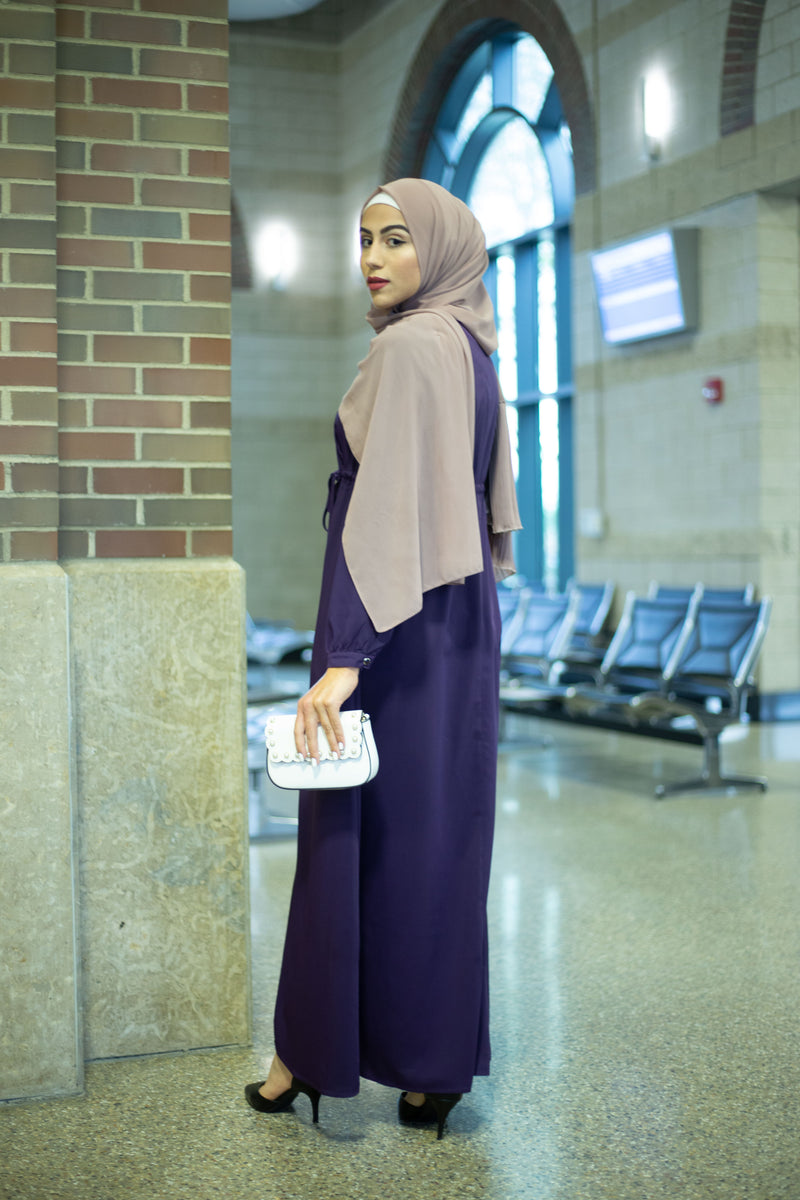 Purple Waist Belt Abaya